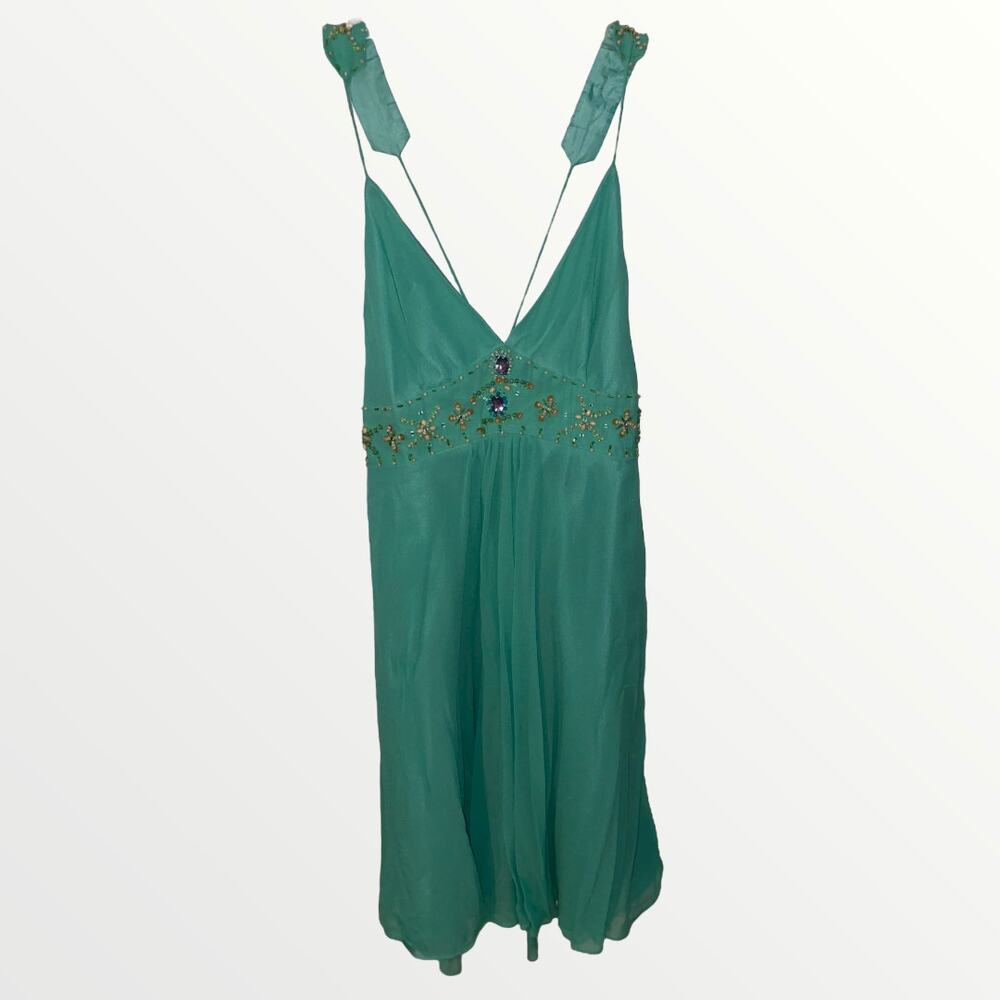 Lapis Sz Small beaded strap dress sz S  EUC